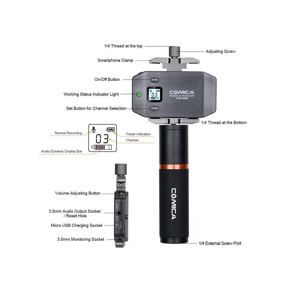 Smartphone Wireless Microphone + Hand-held Transmitter