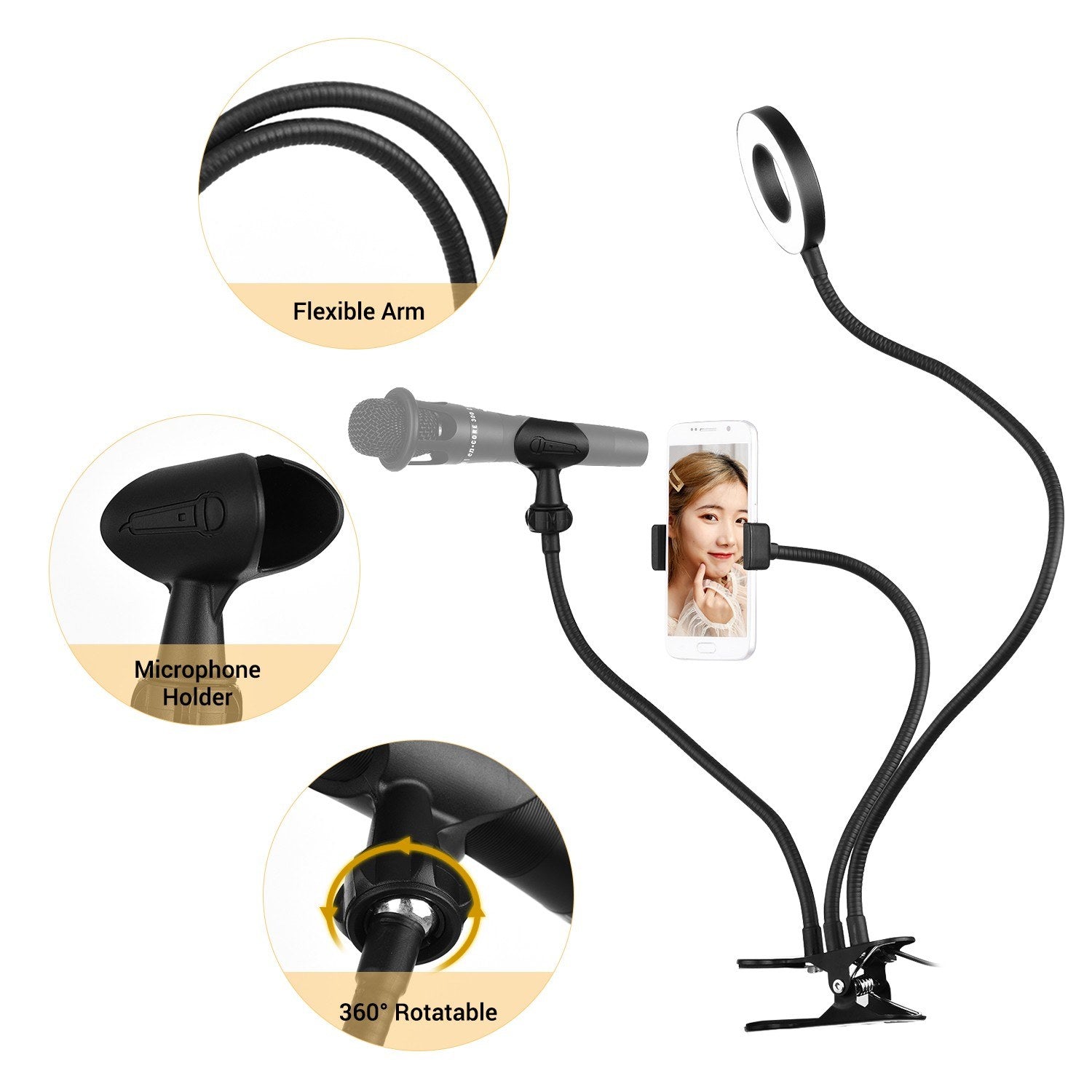 Clip-On Mini USB Ring Light Fill-in Lamp 3 Lighting Modes