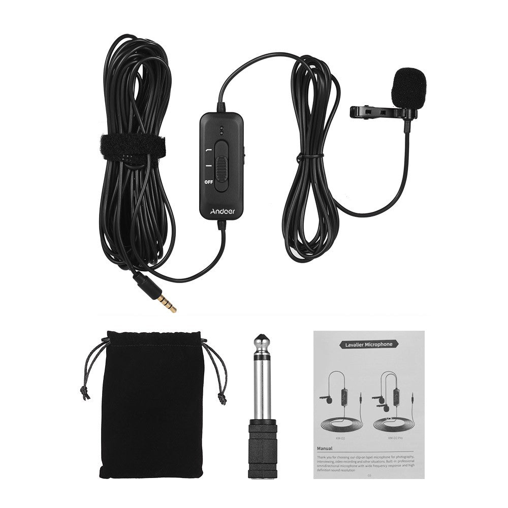 Omani-directional Clip-on Lavalier Microphone 3.5mm Plug Condenser Mic