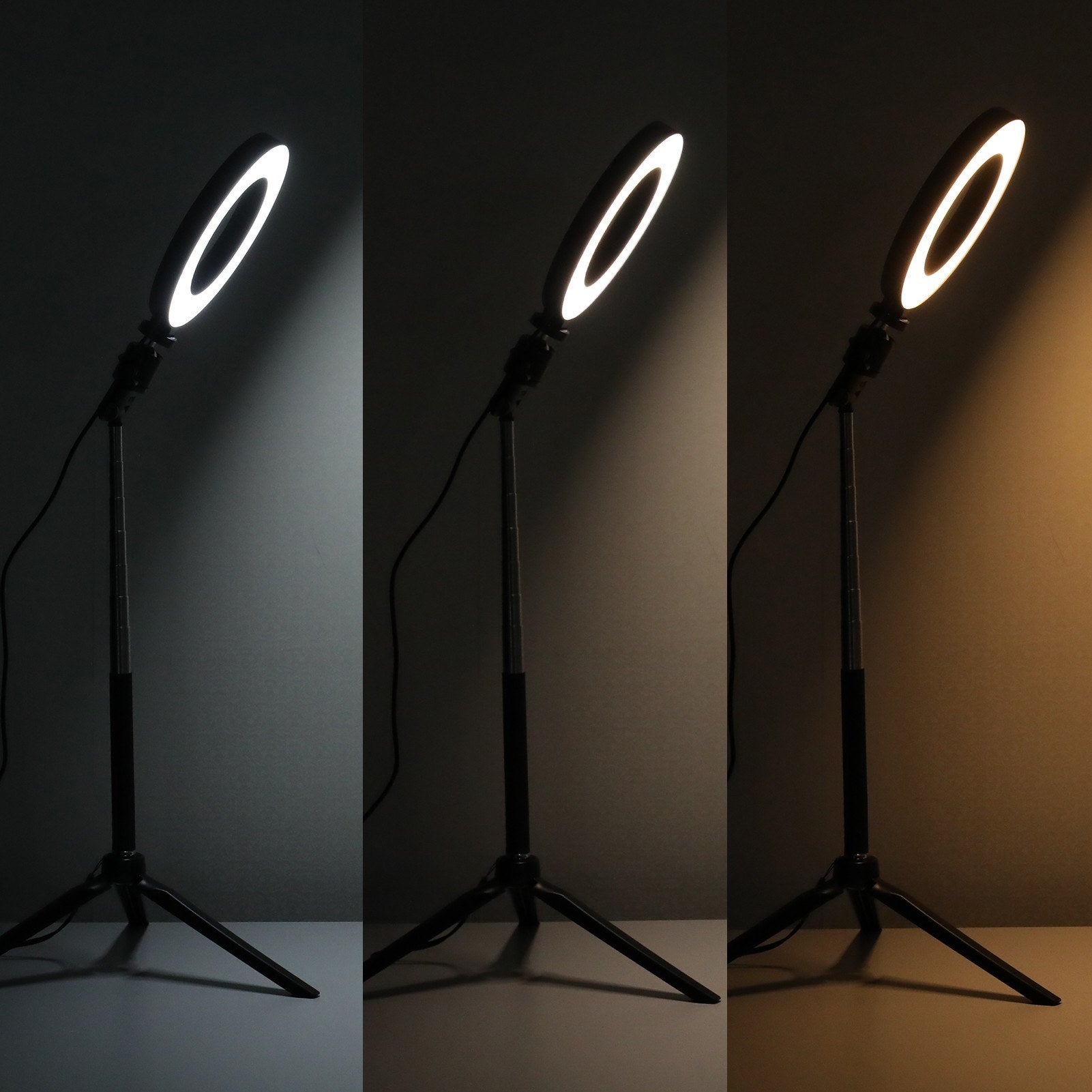 USB Dimmable Wide Dimming Range LED Round Fill in Light Tripod for Photo Selfie Photography