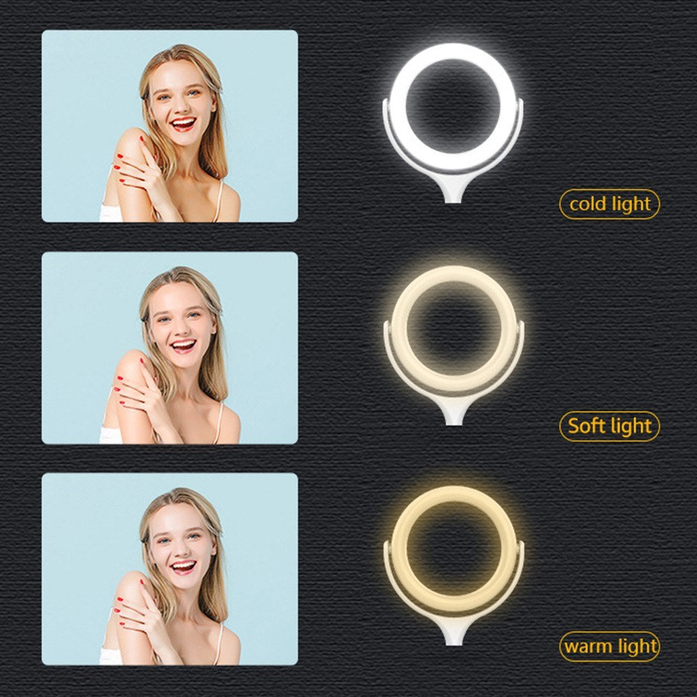 8 Inch Desktop LED Fill Ring Light Kit Set 3000K-6500K Adjustable Brightness Portable