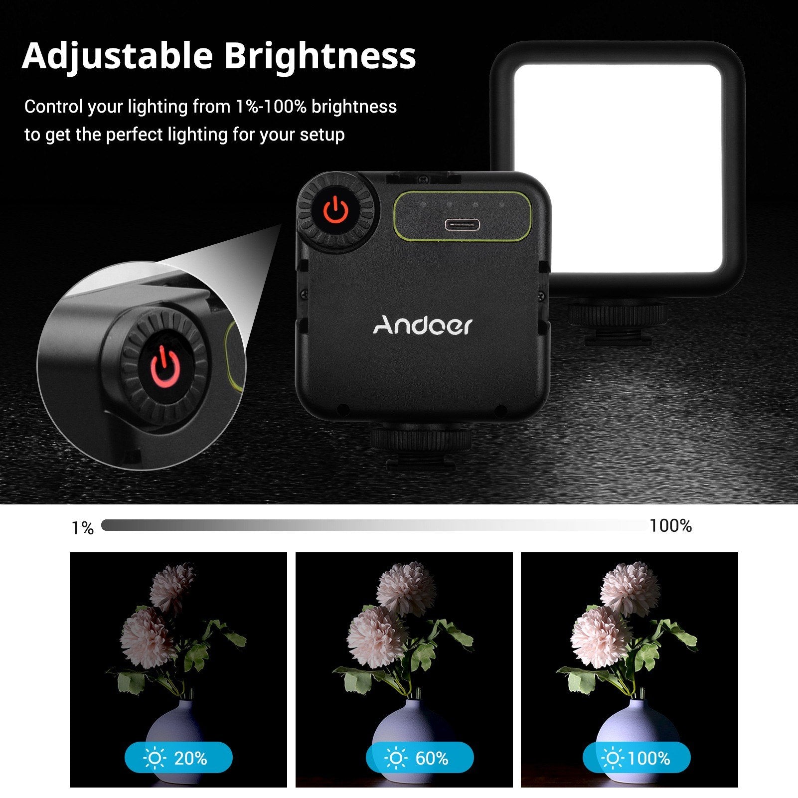 Mini LED Video Light 5600K Dimmable 5W