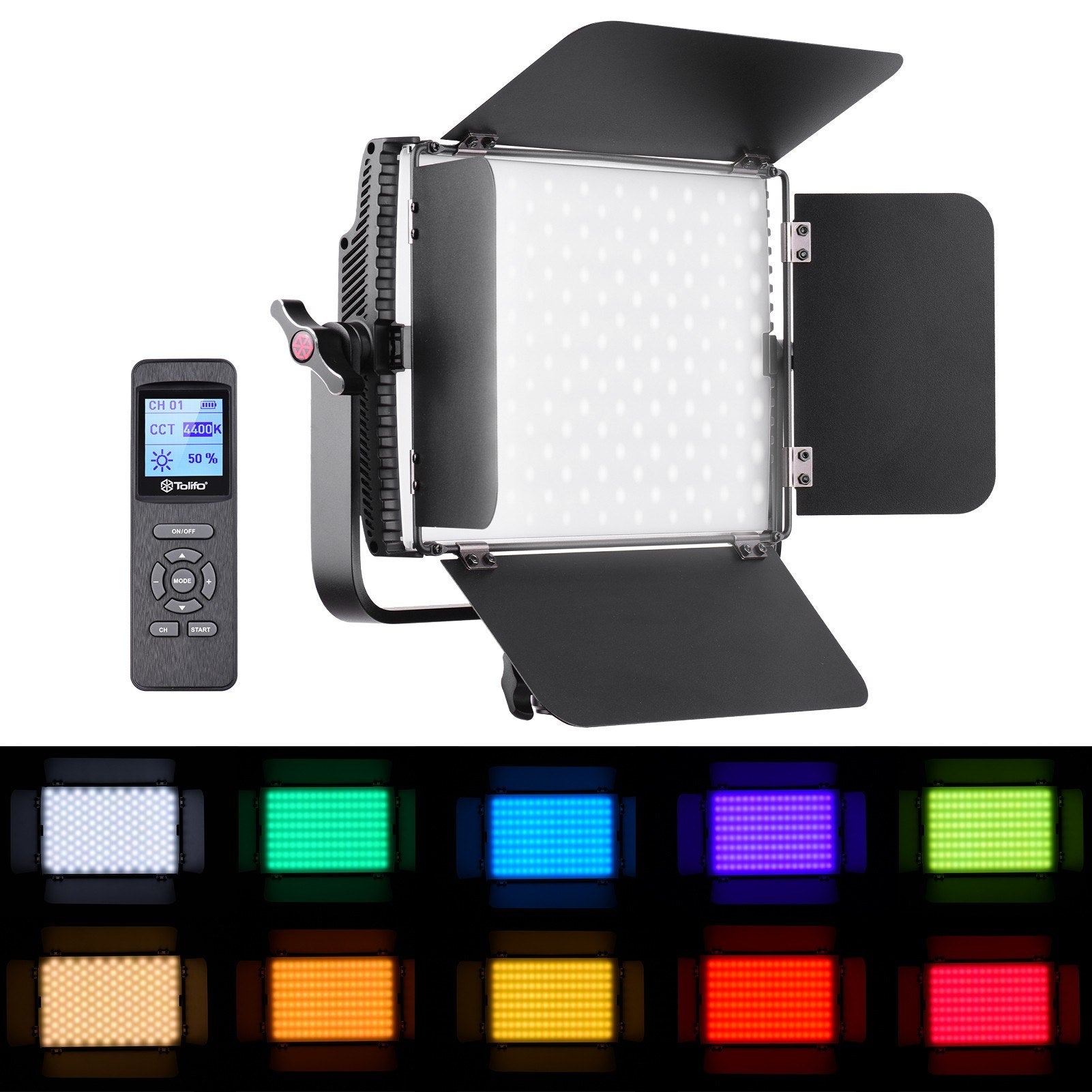 60W RGB LED Video Light 3200K-5600K Dimmable Photography Fill