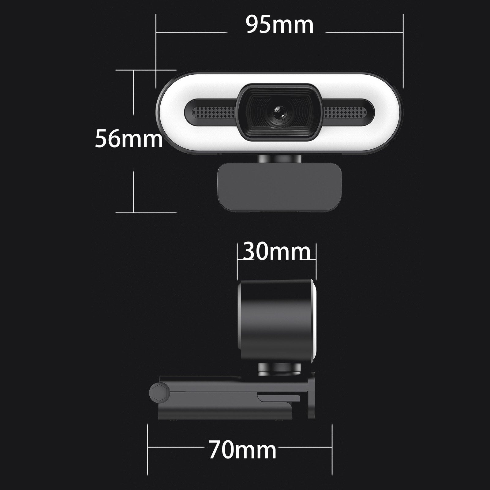 2K USB Plug and Play Webcam with Built in Microphone Light