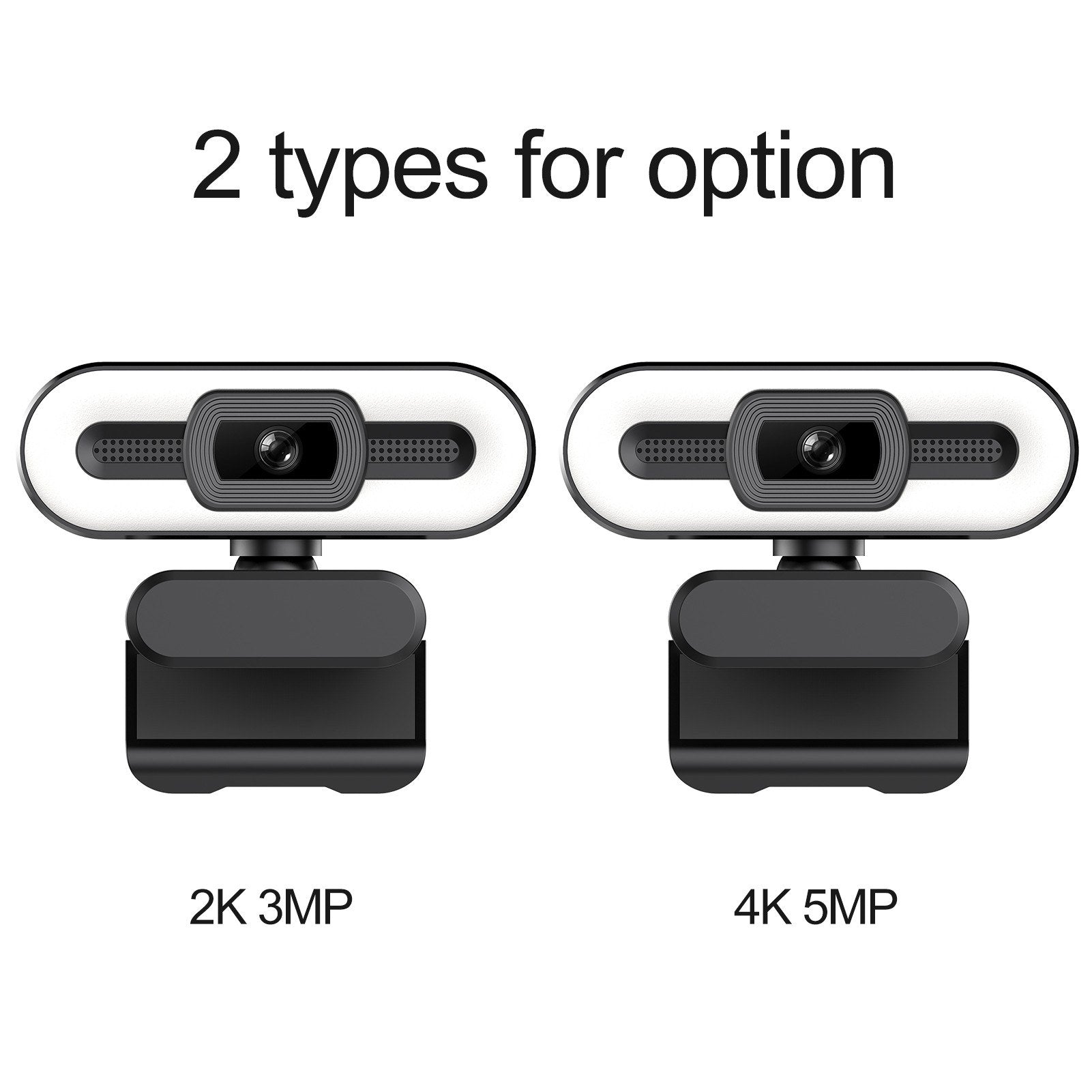 2K USB Plug and Play Webcam with Built in Microphone Light