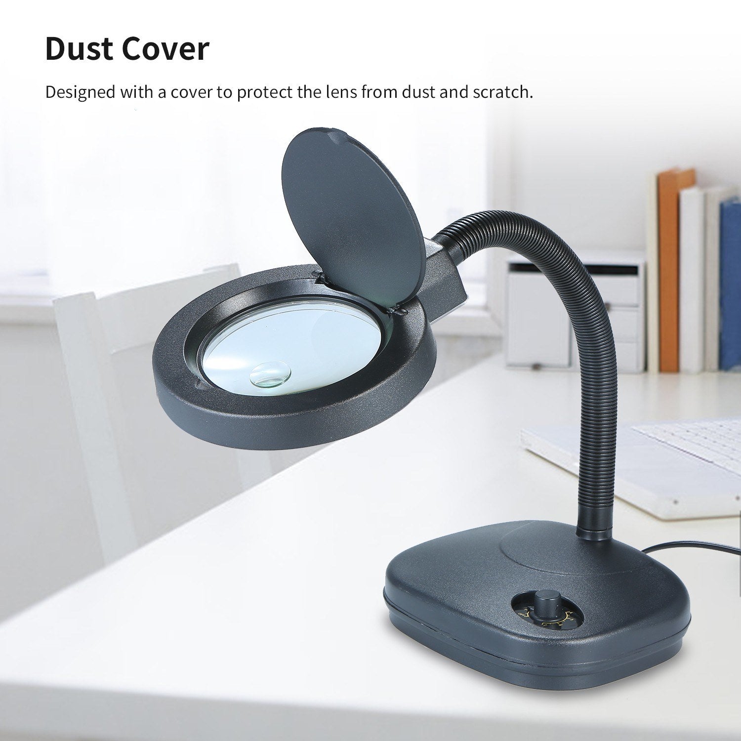 Bench Magnifier 10x/5x 3/8 Diopter Flexible Gooseneck LED Table Desktop Magnifying Glass Lamp