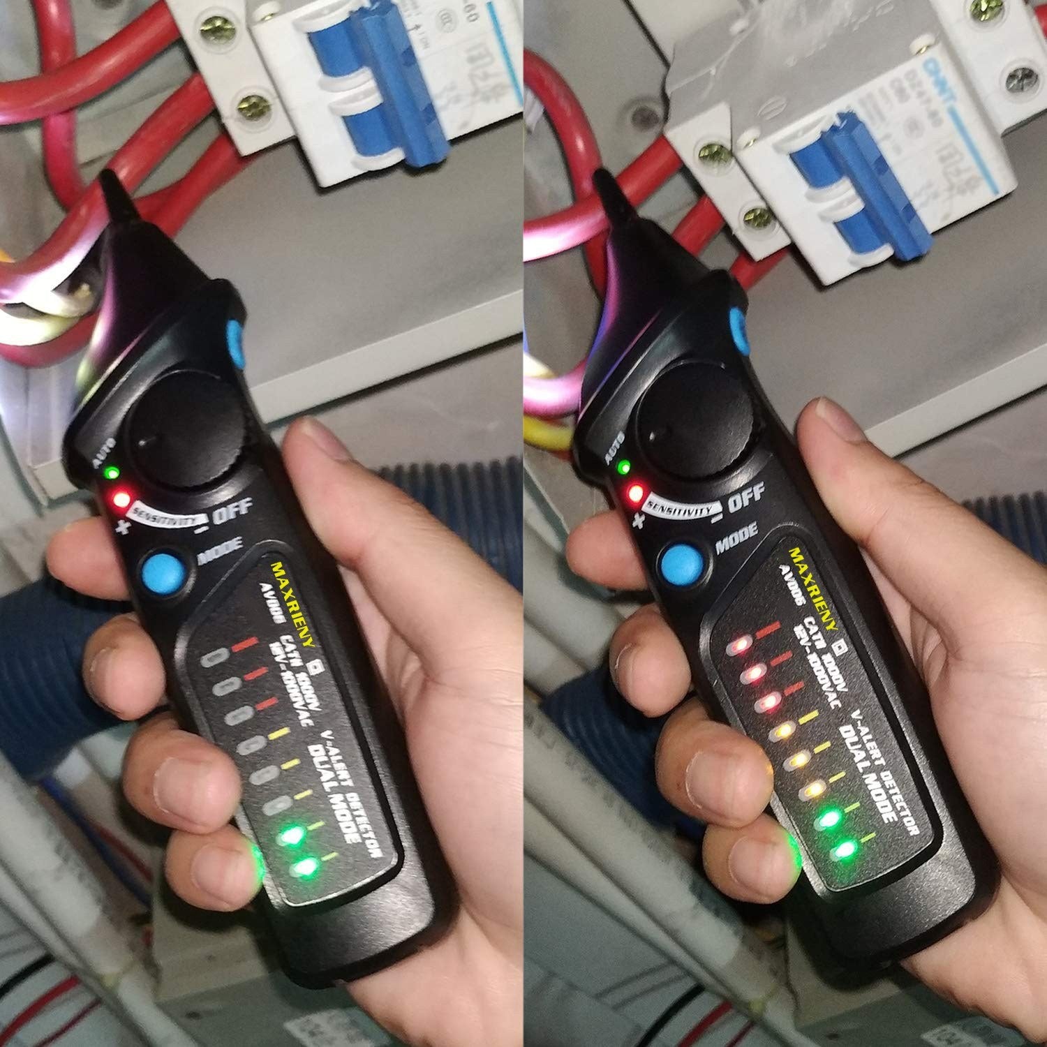 Dual Mode AC Voltage Detector Circuit Tester Non-contact with Flashlight Function