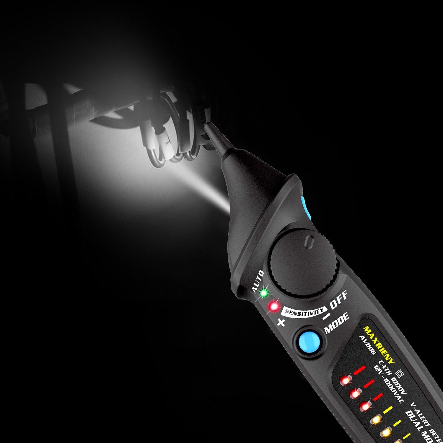 Dual Mode AC Voltage Detector Circuit Tester Non-contact with Flashlight Function