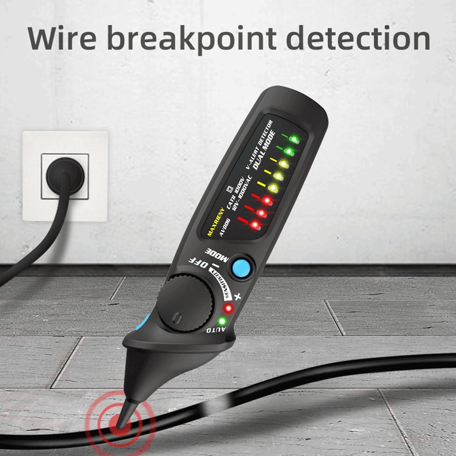 Dual Mode AC Voltage Detector Circuit Tester Non-contact with Flashlight Function