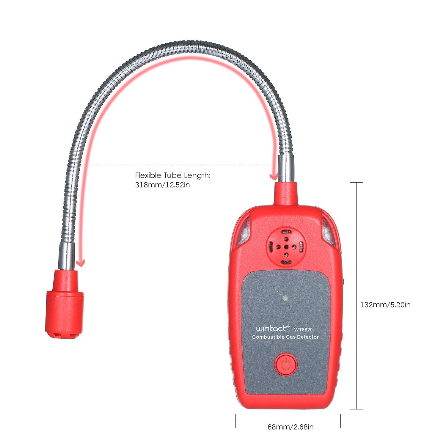 Handheld Combustible Gas Detector Leakage Natural Sensor Leak Test Instrument 12-inch Gooseneck