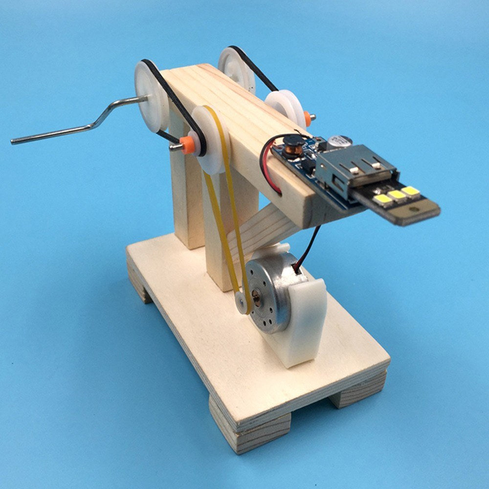 DIY Wood Hand Generator Building Kit Manual Model Material Set