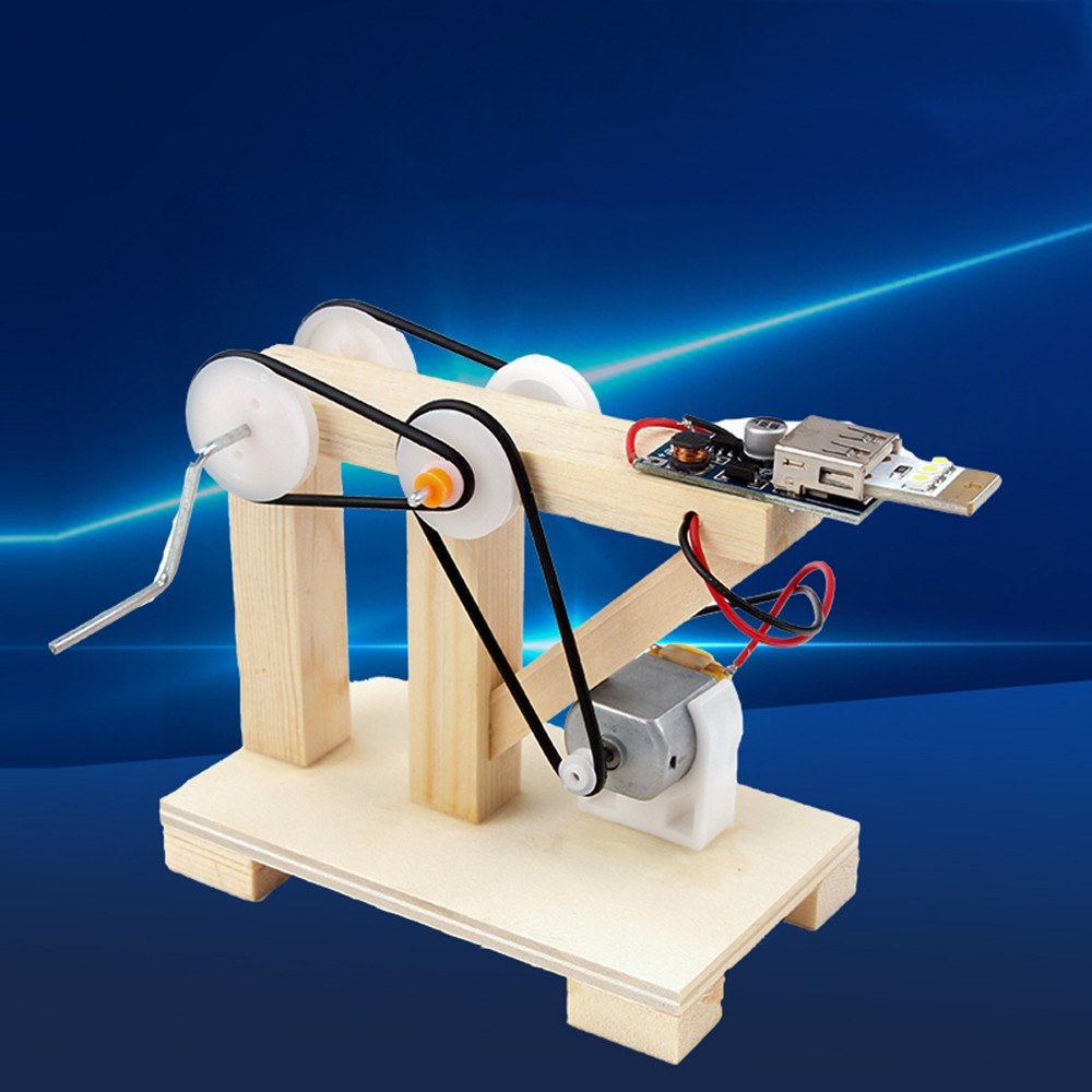 DIY Wood Hand Generator Building Kit Manual Model Material Set