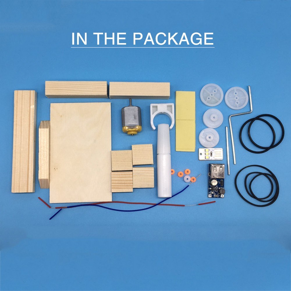 DIY Wood Hand Generator Building Kit Manual Model Material Set