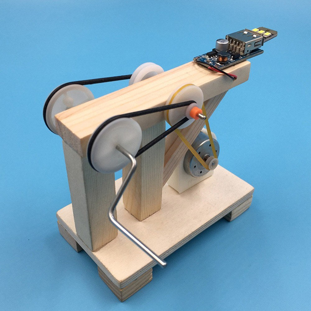 DIY Wood Hand Generator Building Kit Manual Model Material Set