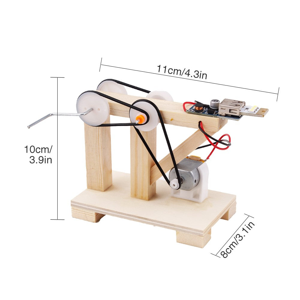 DIY Wood Hand Generator Building Kit Manual Model Material Set