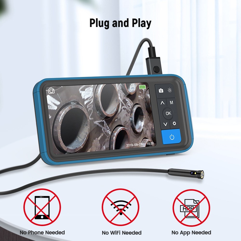4.5inch HD Color Screen Digital Endoscope 8mm Dual Lens IP67 Waterproof Camera Brightness Adjustable Video Recorder