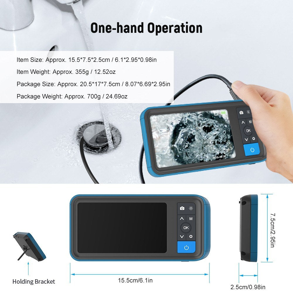 4.5inch HD Color Screen Digital Endoscope 8mm Dual Lens IP67 Waterproof Camera Brightness Adjustable Video Recorder