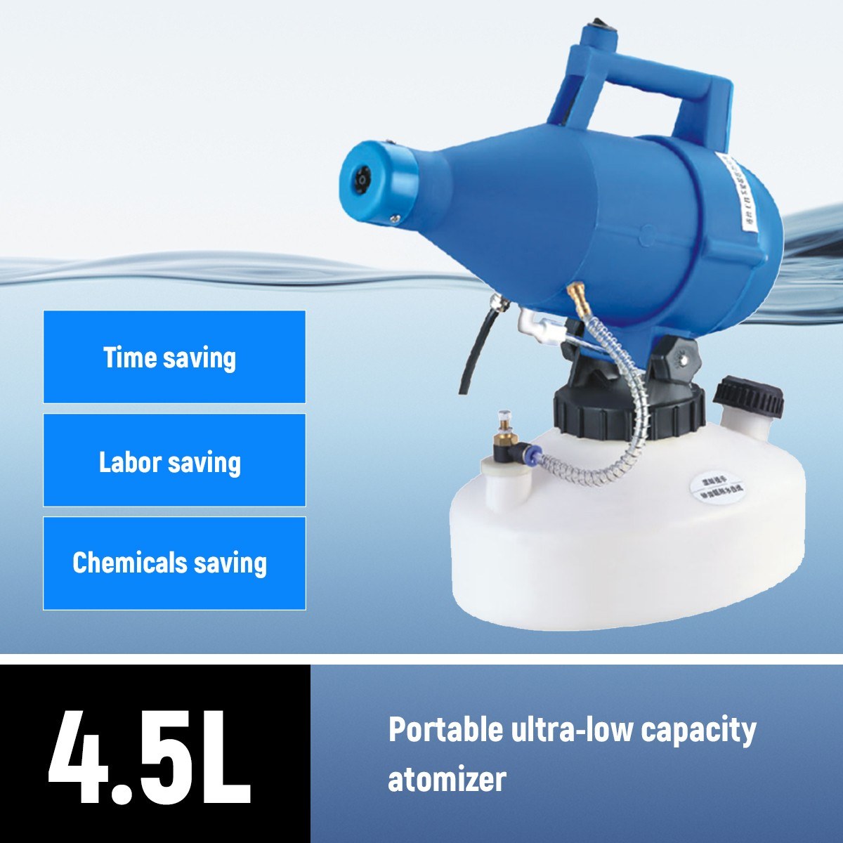 Electric ULV Fogger Portable Ultra-Low Volume Atomizer Sprayer Fine Mist Blower Pesticide Nebulizer 4.5L