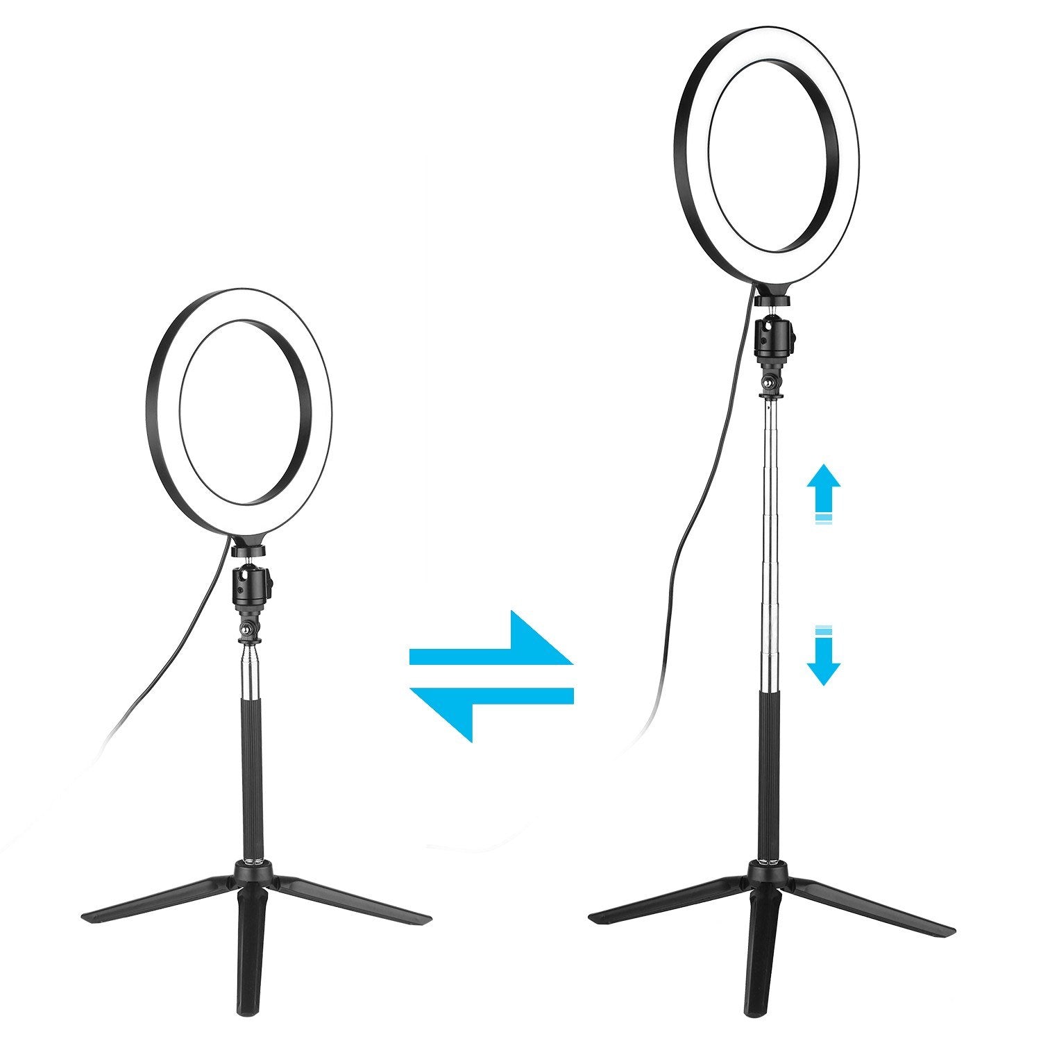 8inch Ring Light with Adjustable Tripod Stand Dimmable Selfie Makeup Ringlights for Video Live Stream Photography