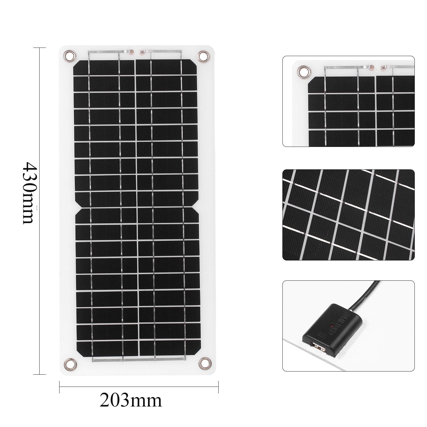 12W 12V Solar Panel Kit USB Port Off Grid Monocrystalline Module