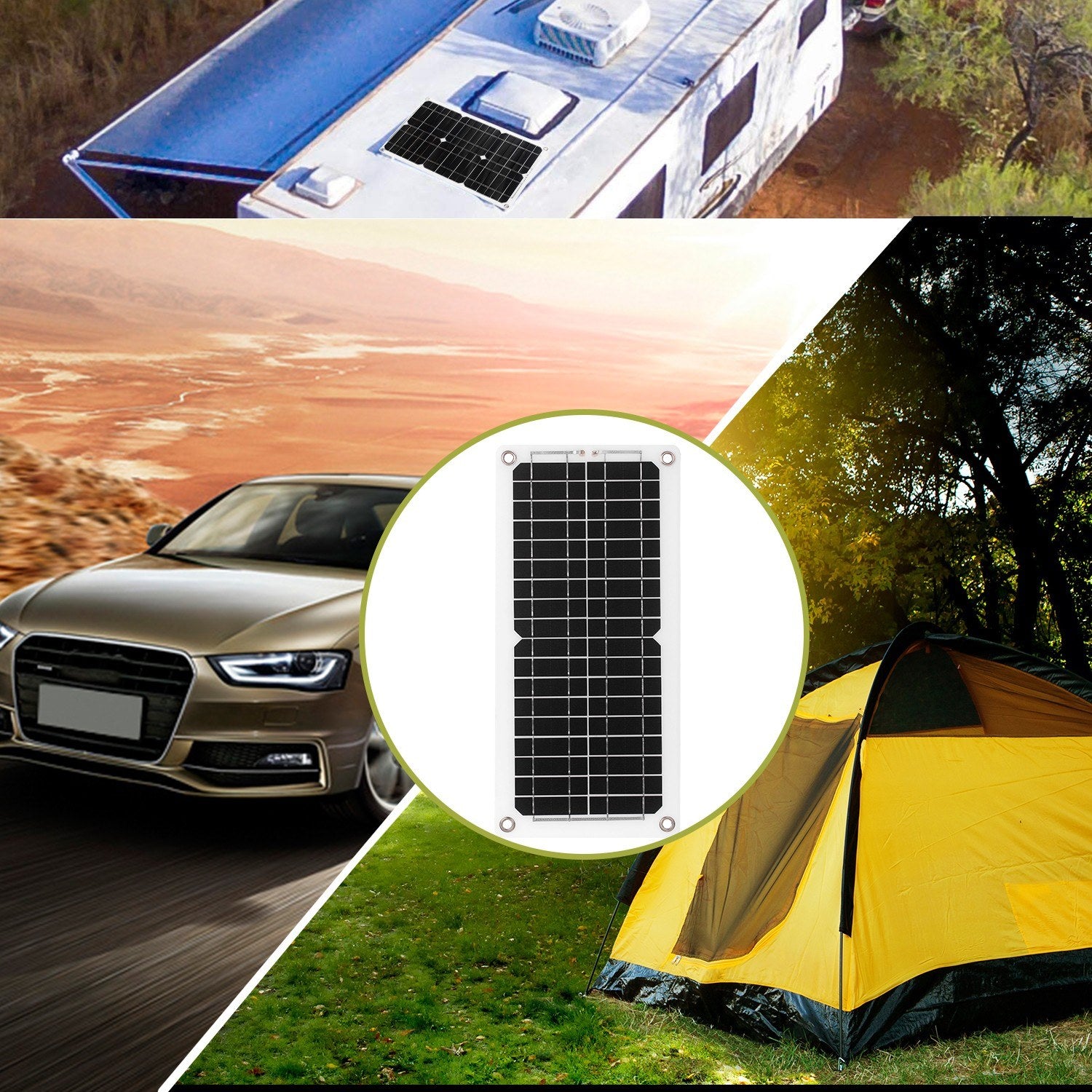 12W 12V Solar Panel Kit USB Port Off Grid Monocrystalline Module