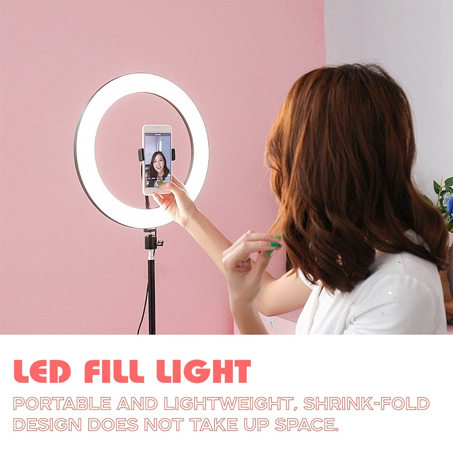Alloy Photography LED Selfie Ring Light Dimmable Photo Camera Phone Lamp with 1.6M Stand Tripod