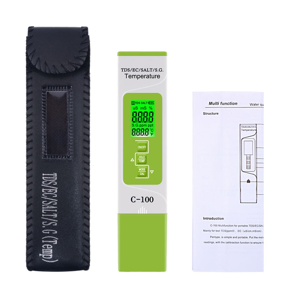 5 in 1 Temperature Meter Digital Water Quality Monitor Tester for Pools Drinking Aquariums