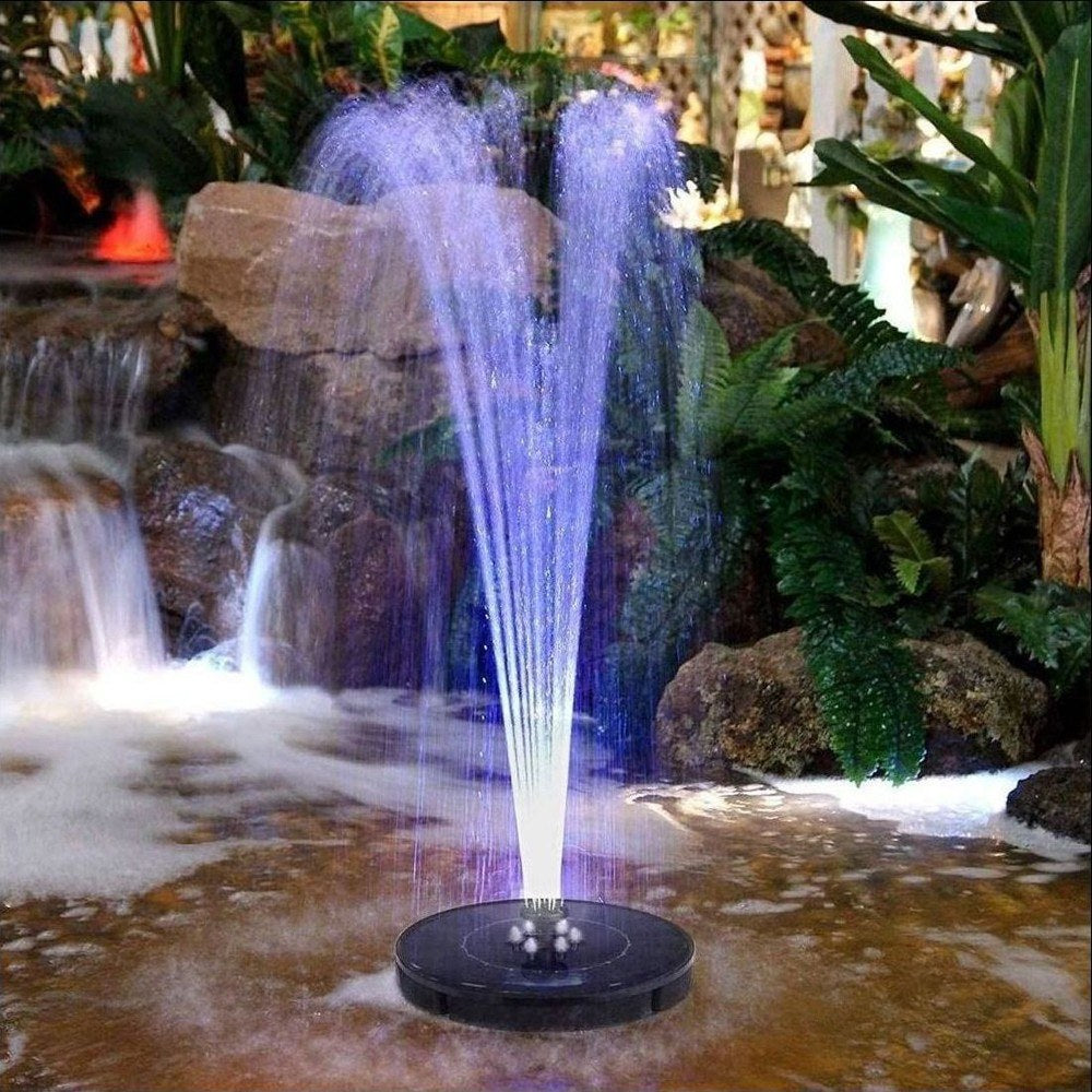 2.5W Solar Water Pump Fountain Floating Outdoor Pool Circular Fountains with 6 LED Lights
