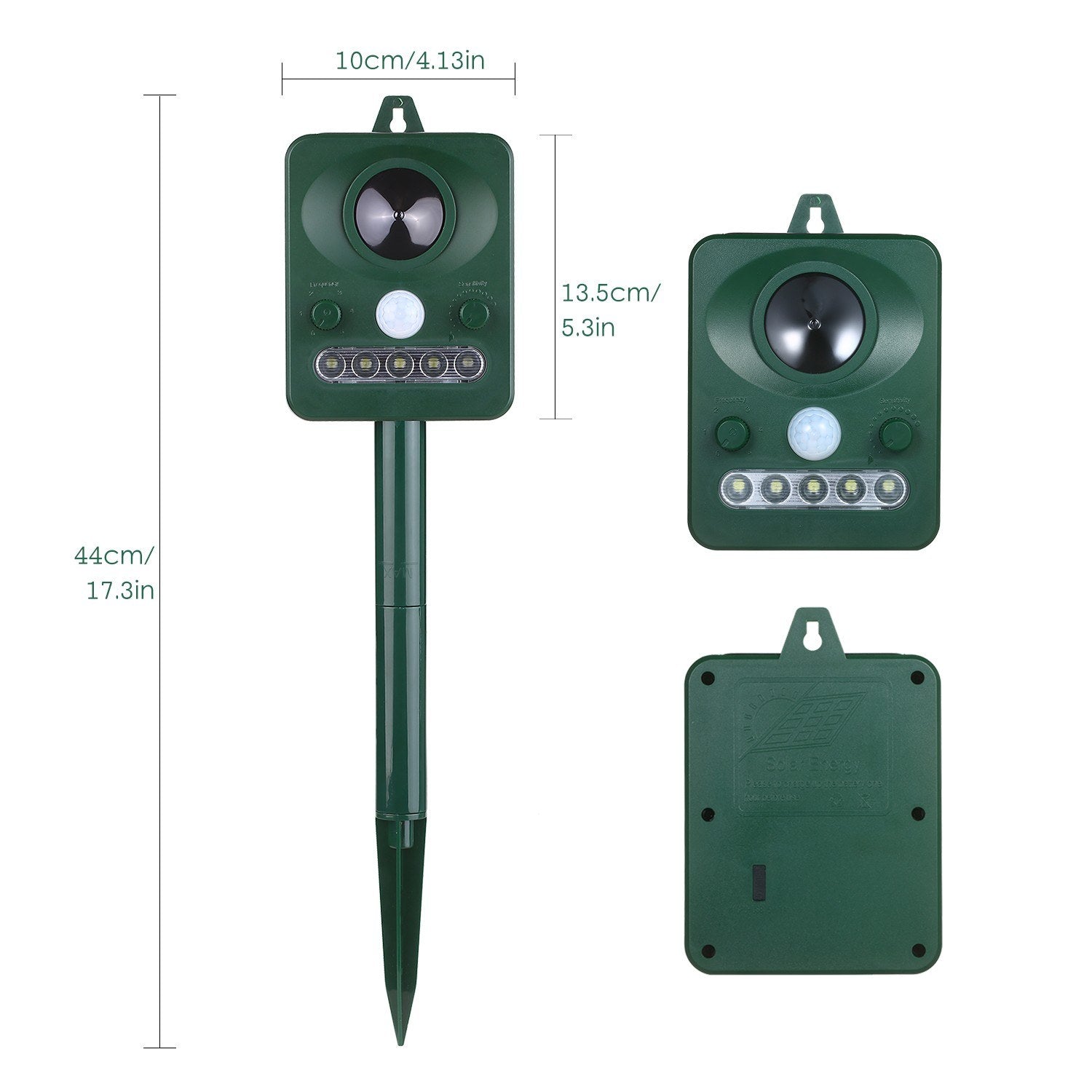 Solar Ultrasonic Pest Repeller Outdoor Animal with Sound Motion Sensor and Flashing Light