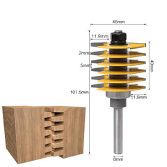 Finger Joint Router Bit Tenon Cutter Industrial Grade for Wood Tool 8mm and 1/2'' Shank Optional