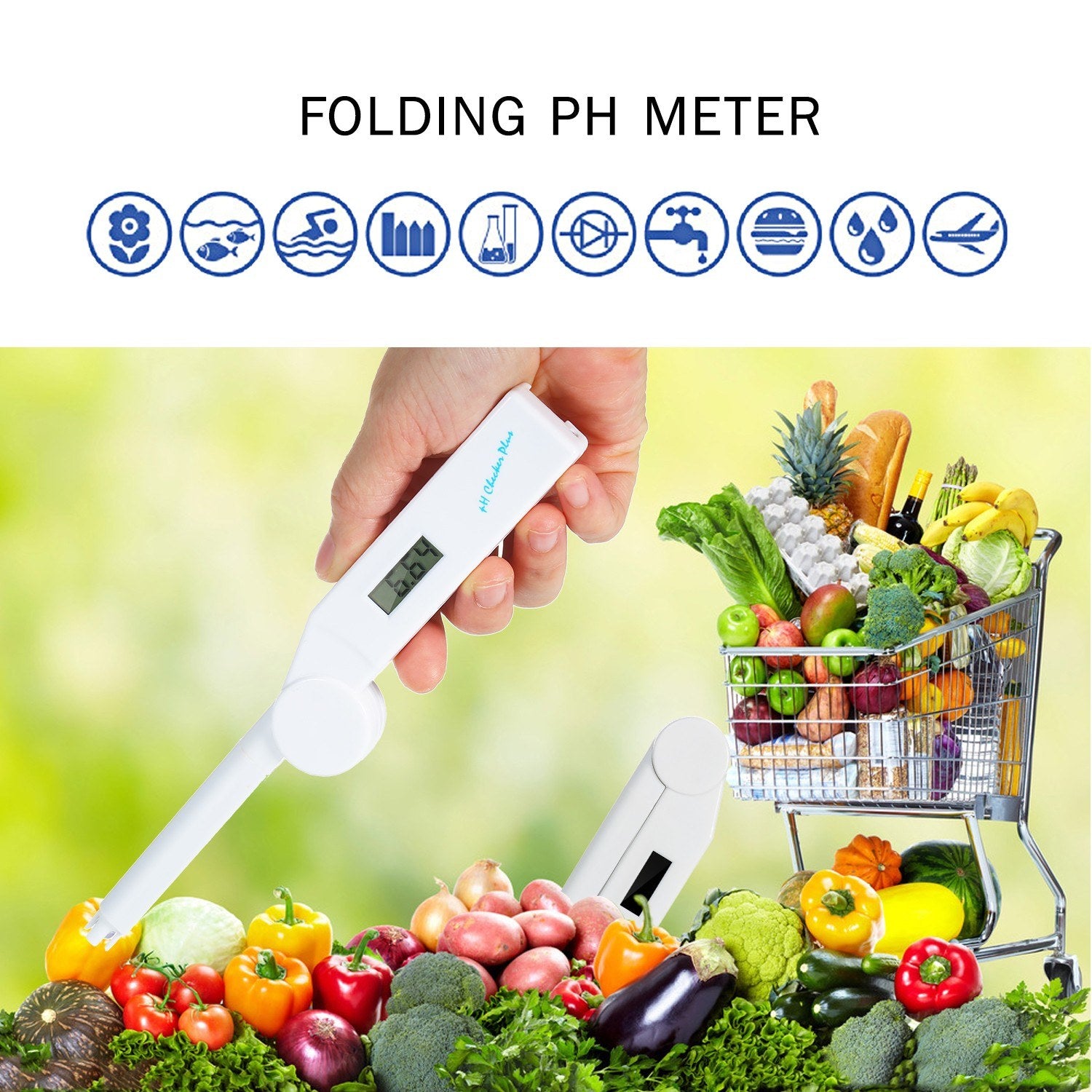 Pocket Folding PH Meter Digital Tester Detection 0-14 Measurement Range For Water Quality