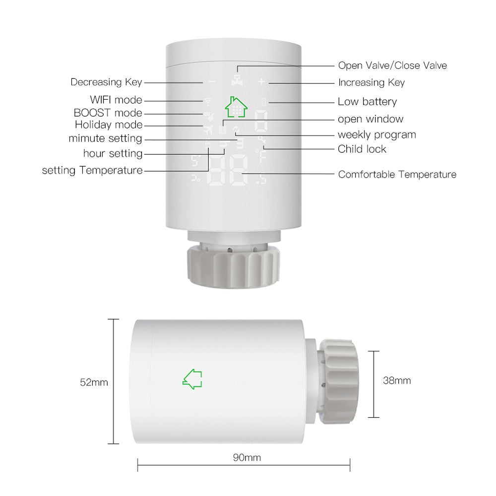 Intelligent Radiator Actuator Programmable Thermostatic Valve Temperature Controller Voice Control via Alexa