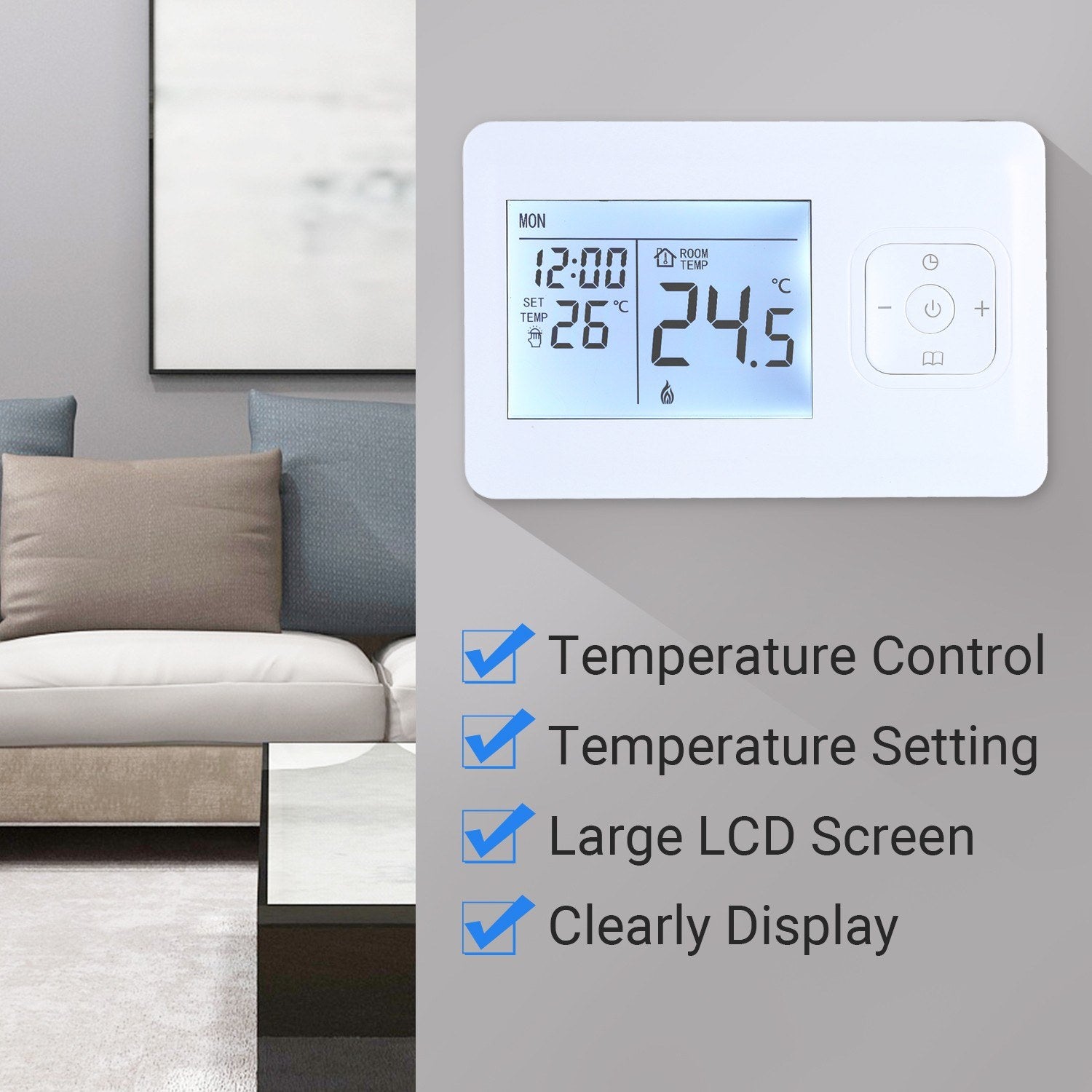 LCD Digital Heating Thermostat Programmable Wall-mounted Furnace Wifi