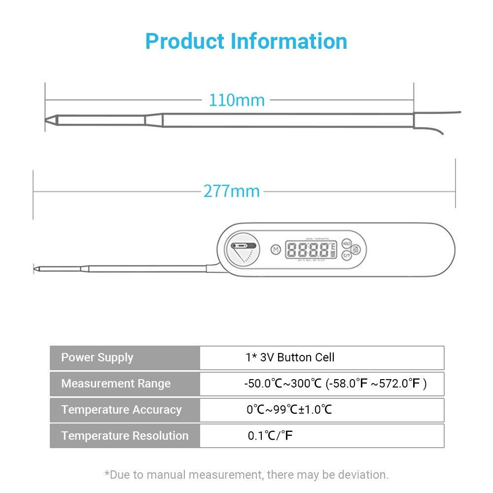 Digital Food Thermometer Instant Read Meat Probe Kitchen Cooking Temperature Tester for Milk Grill BBQ