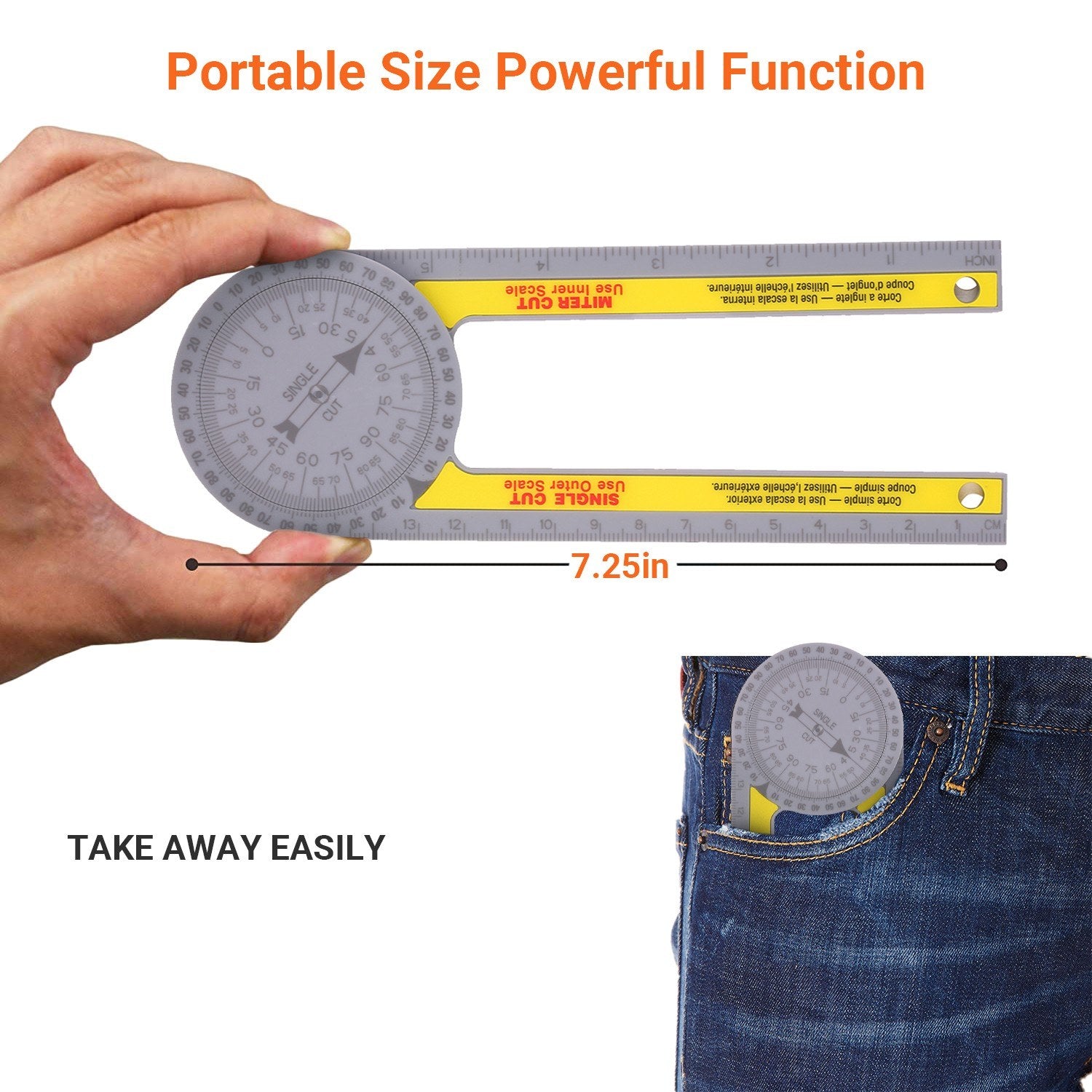 Miter Saw Protractor Angle Measuring Transfer Rule Gauge for Carpenters ABS Metric Ruler