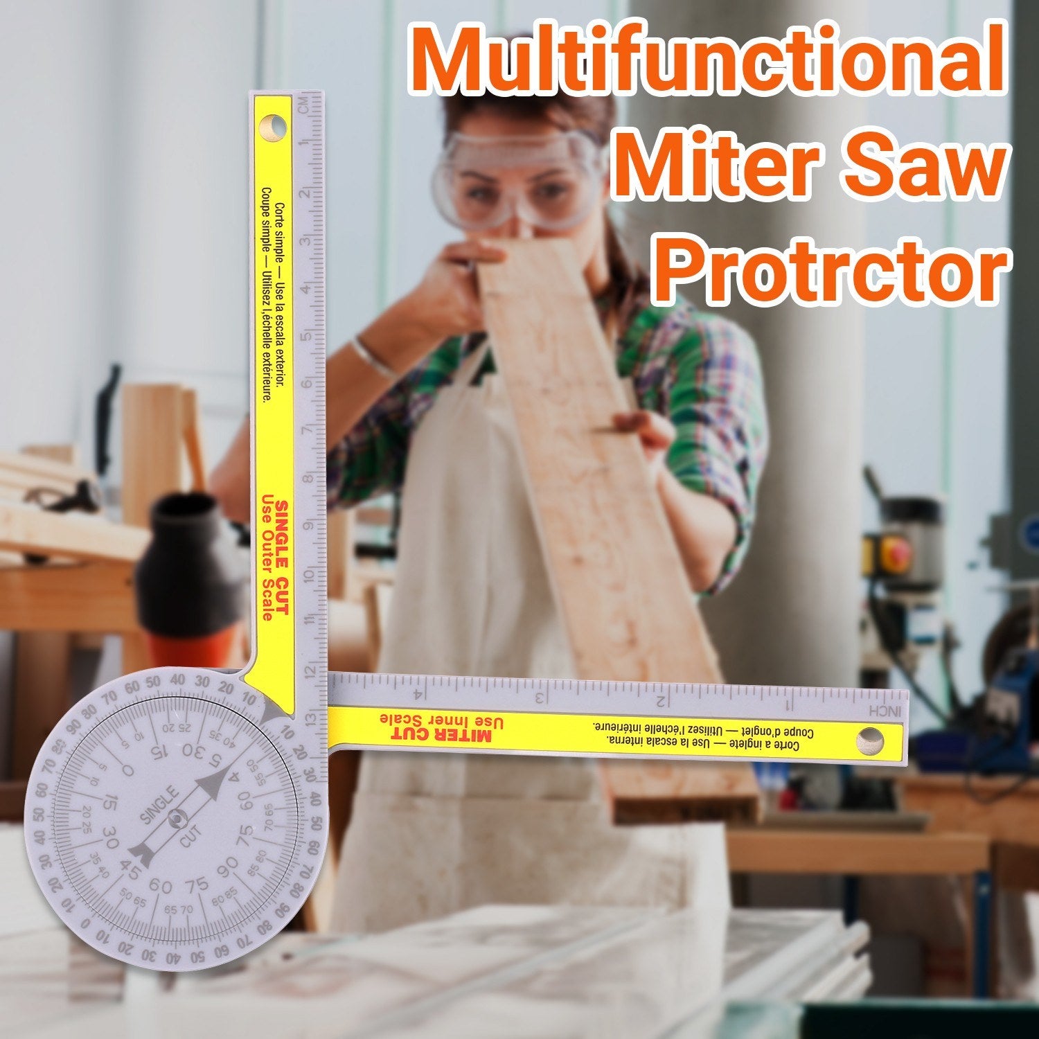 Miter Saw Protractor Angle Measuring Transfer Rule Gauge for Carpenters ABS Metric Ruler