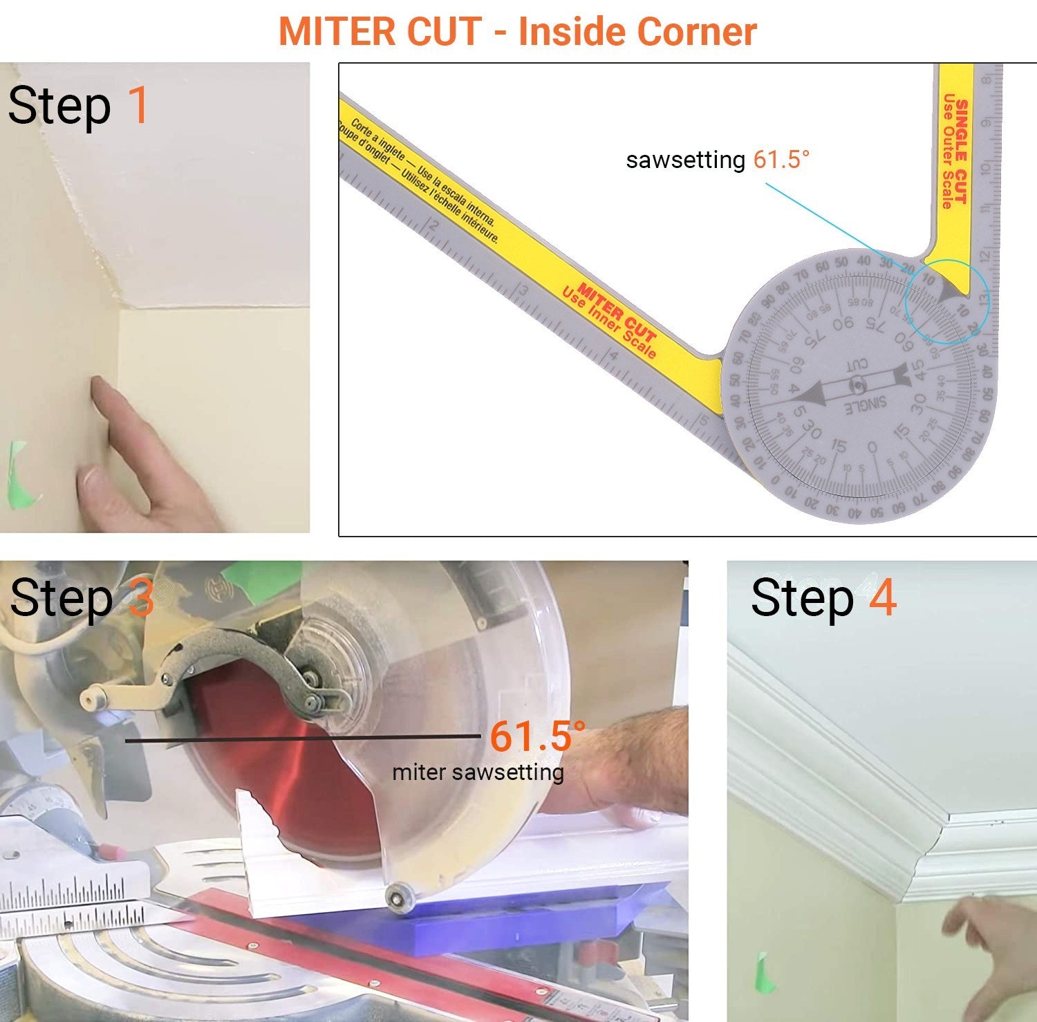 Miter Saw Protractor Angle Measuring Transfer Rule Gauge for Carpenters ABS Metric Ruler