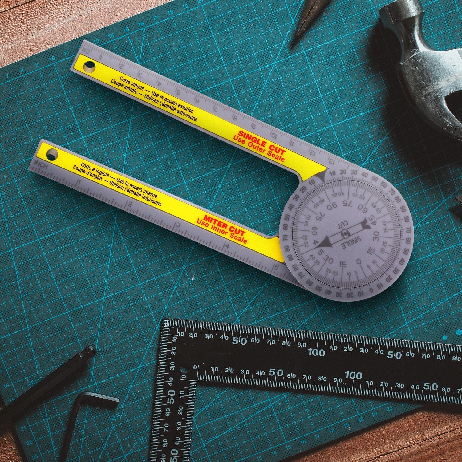 Miter Saw Protractor Angle Measuring Transfer Rule Gauge for Carpenters ABS Metric Ruler