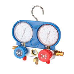 Dual Gauges Set Refrigeration Equipment Pressure Measuring Tool Kit with 3 Recharge Hoses
