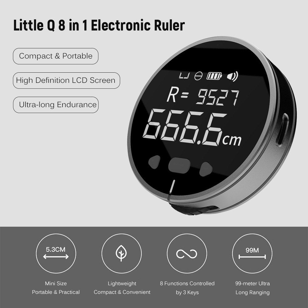 8 in 1 Electronic Ruler LCD Display Range Finder 99m High Accuracy Handheld Length Measuring Tool