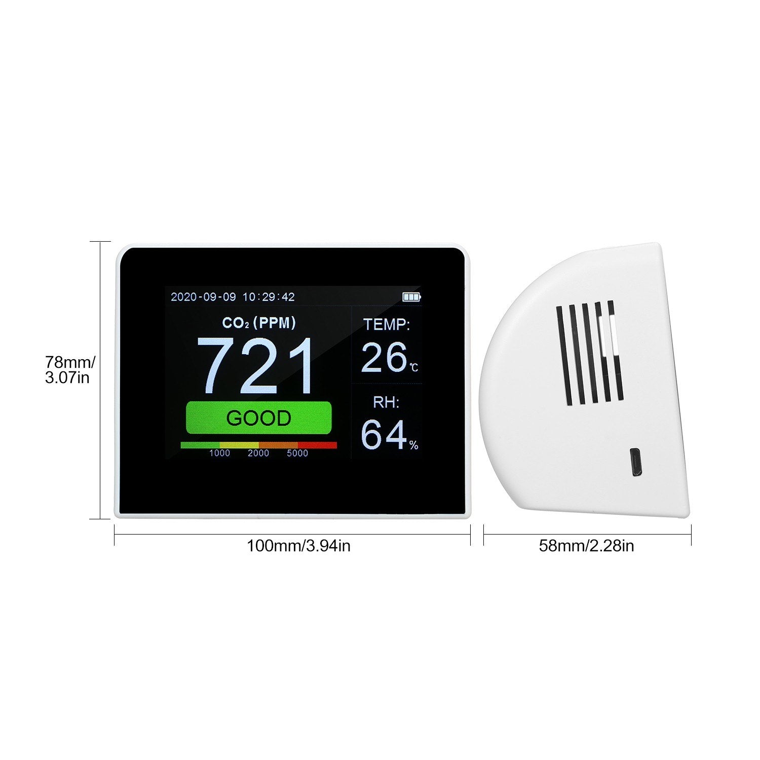 Desktop 3-in-1 Multifunctional Air Quality Detector CO2 Meter Tester 3.5-inch Digital Hygrothermograph