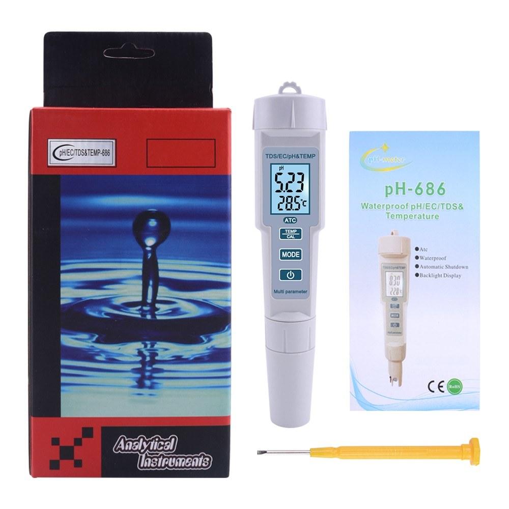 4 in 1 PH/EC/TDS/Temp Meter Water Quality Test High Accuracy Measure Tool for Drinking Water Aquarium