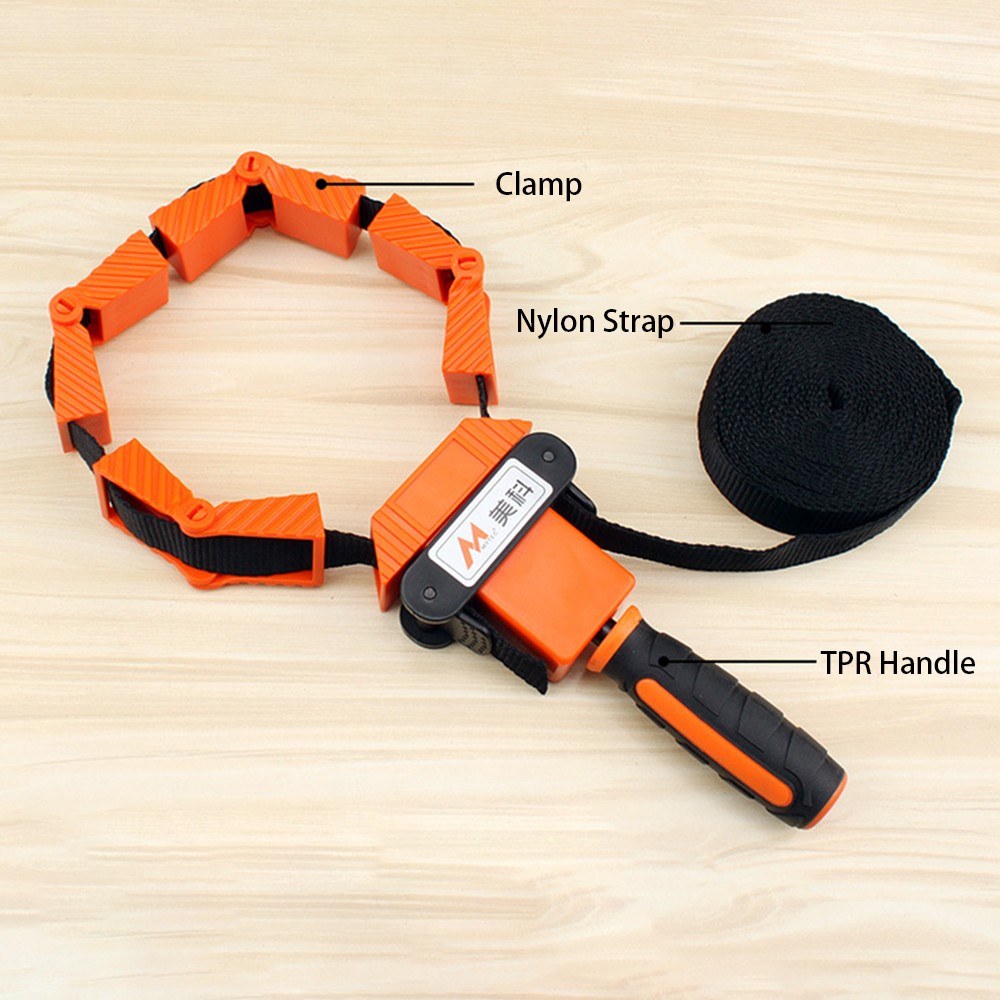 Woodworking Polygonal Angle Clamp with 13.1ft Thick Nylon Straps TPR No Slip Handle and Large Folding