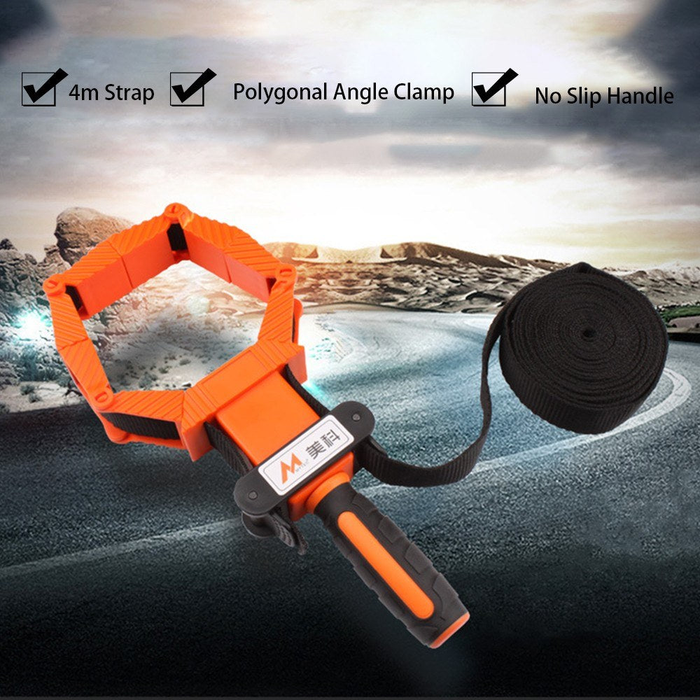 Woodworking Polygonal Angle Clamp with 13.1ft Thick Nylon Straps TPR No Slip Handle and Large Folding