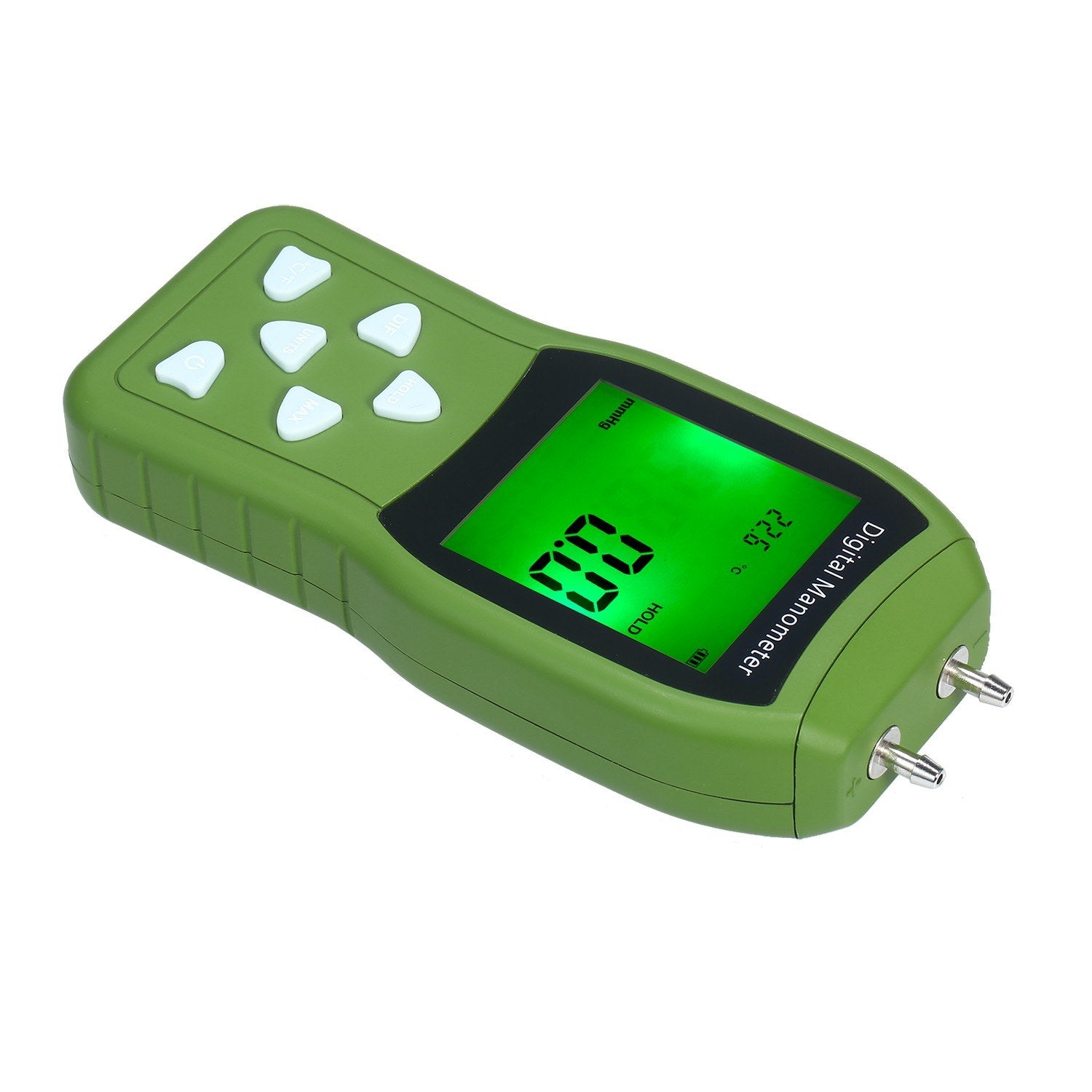 Manometer Digital Air Pressure Meter 12 Unit Dual Port Differential Gauge HVAC Gas Tester