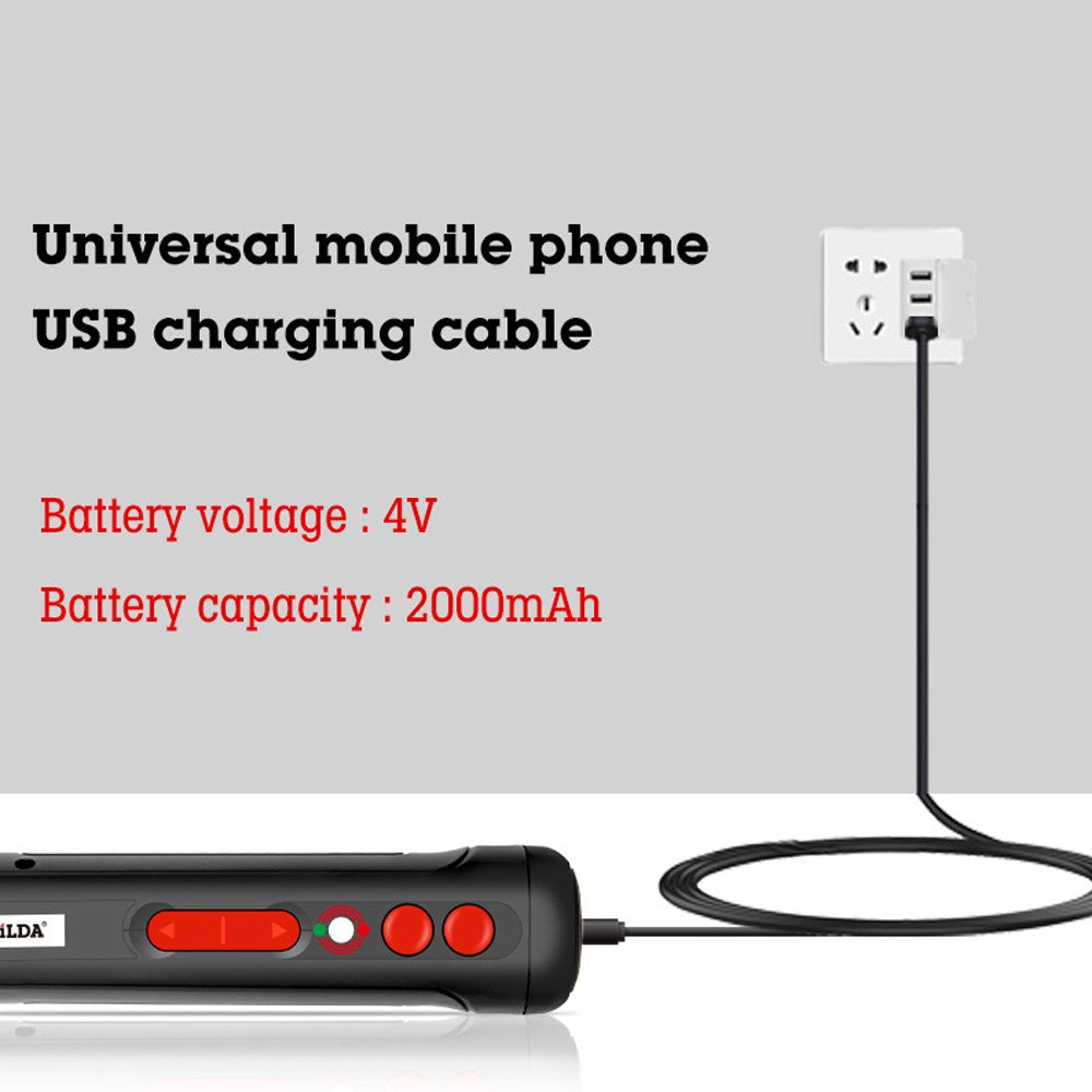 Mini USB Rechargeable Electric Screwdriver with LED Indicator Light and 19pcs Bits