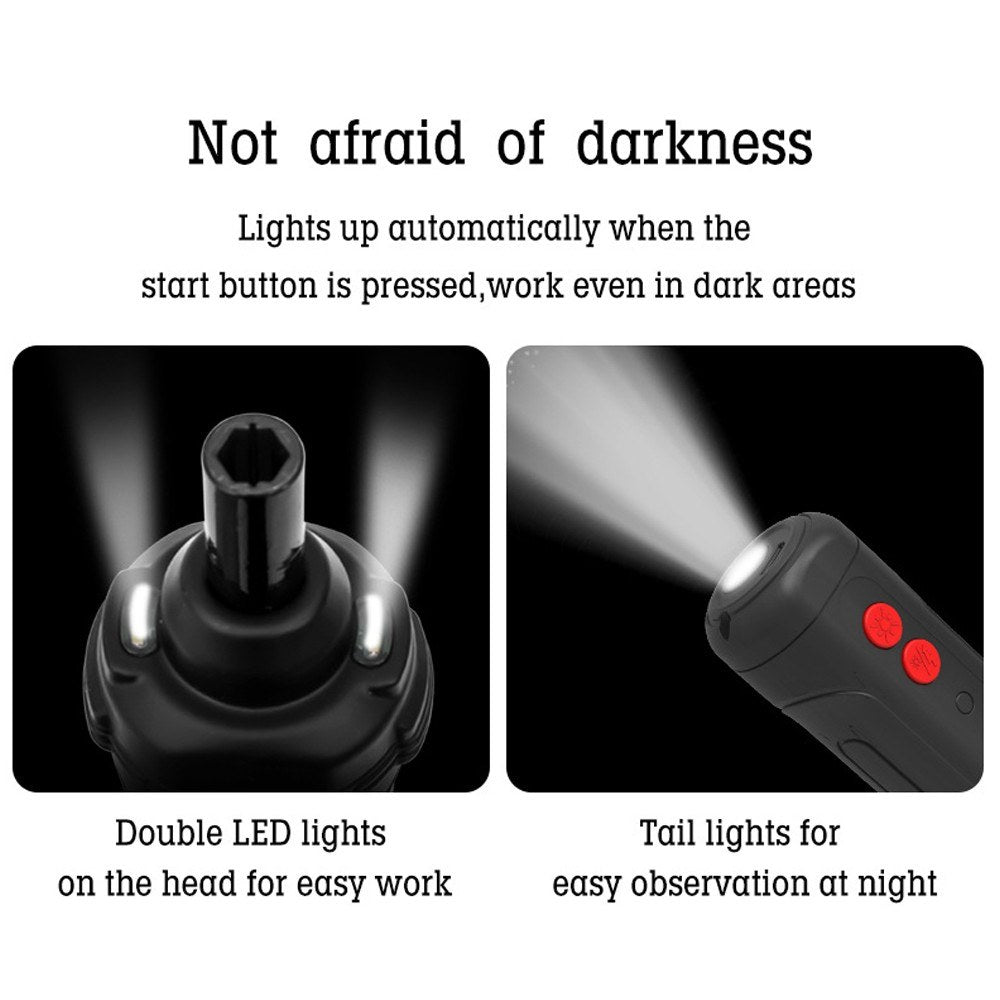 Mini USB Rechargeable Electric Screwdriver with LED Indicator Light and 19pcs Bits