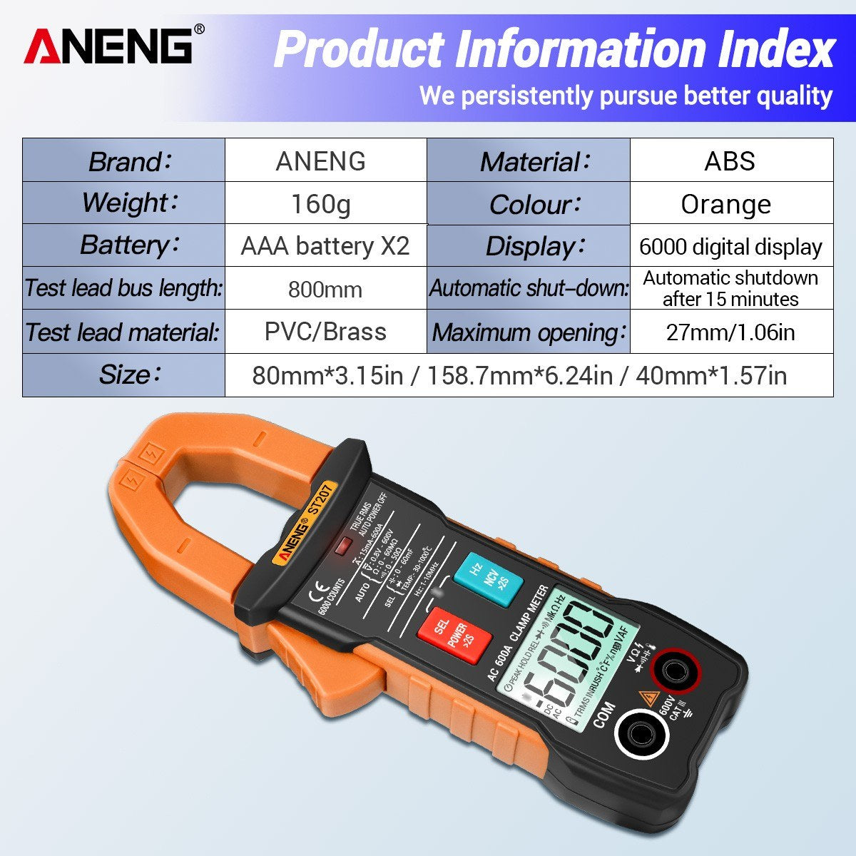 True RMS Clamp Meter with App Remote Control Autoranging Diode Hertz Temperature Tester