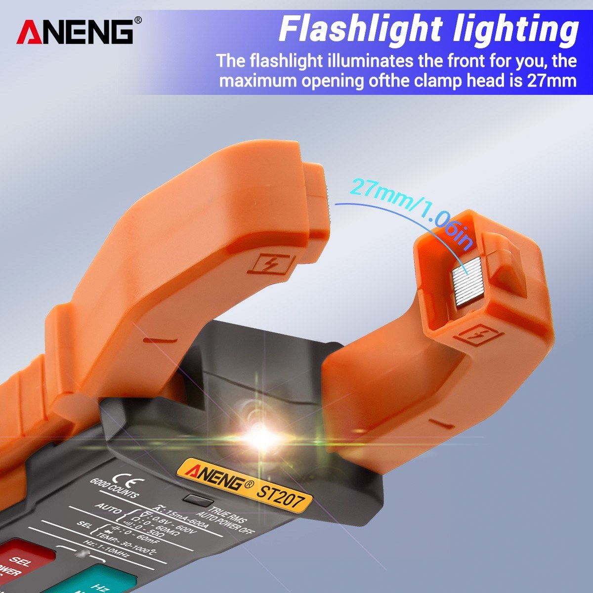 True RMS Clamp Meter with App Remote Control Autoranging Diode Hertz Temperature Tester