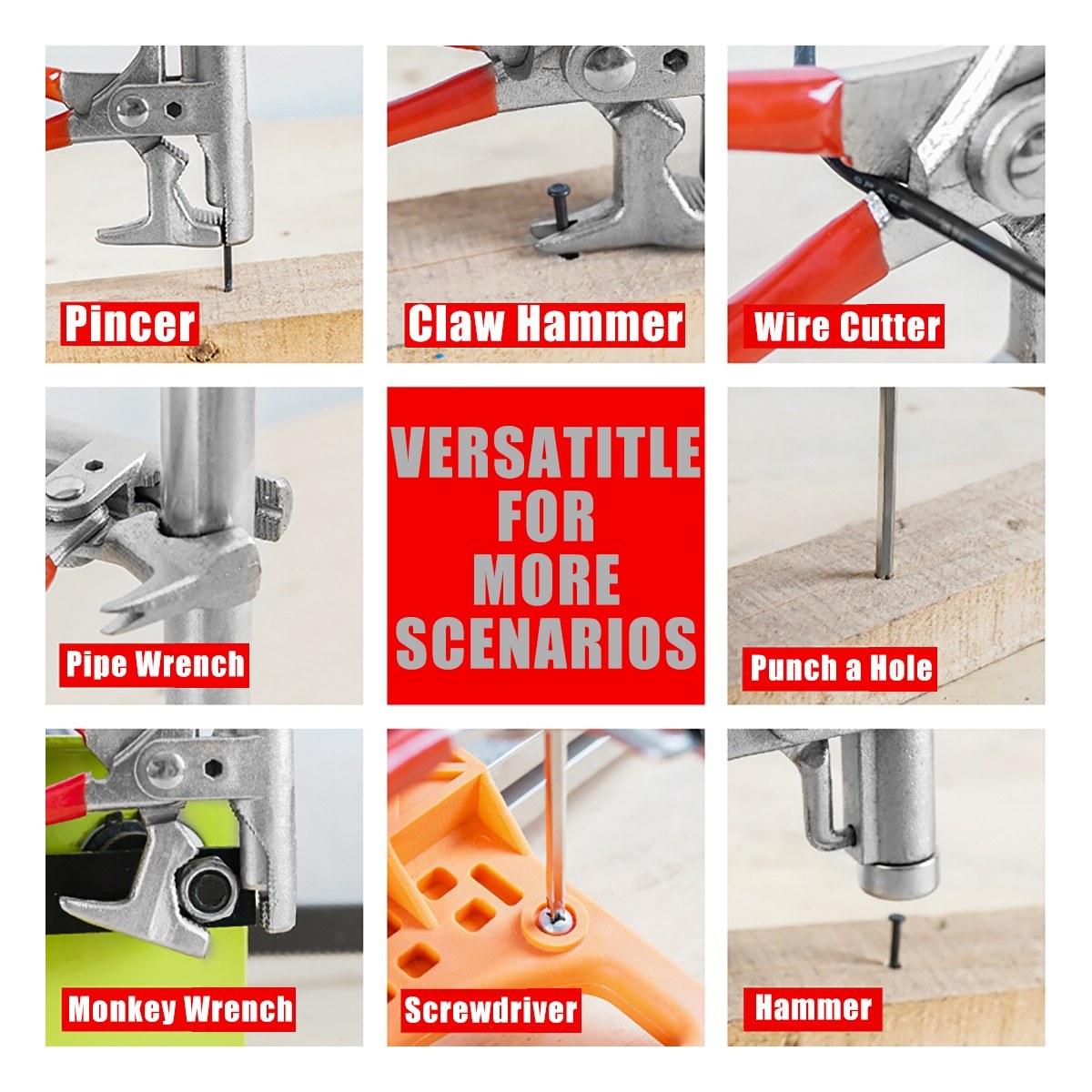 10-in-1 Hammer Pocket Multitool Multifunctional Pliers Multiuse Tool